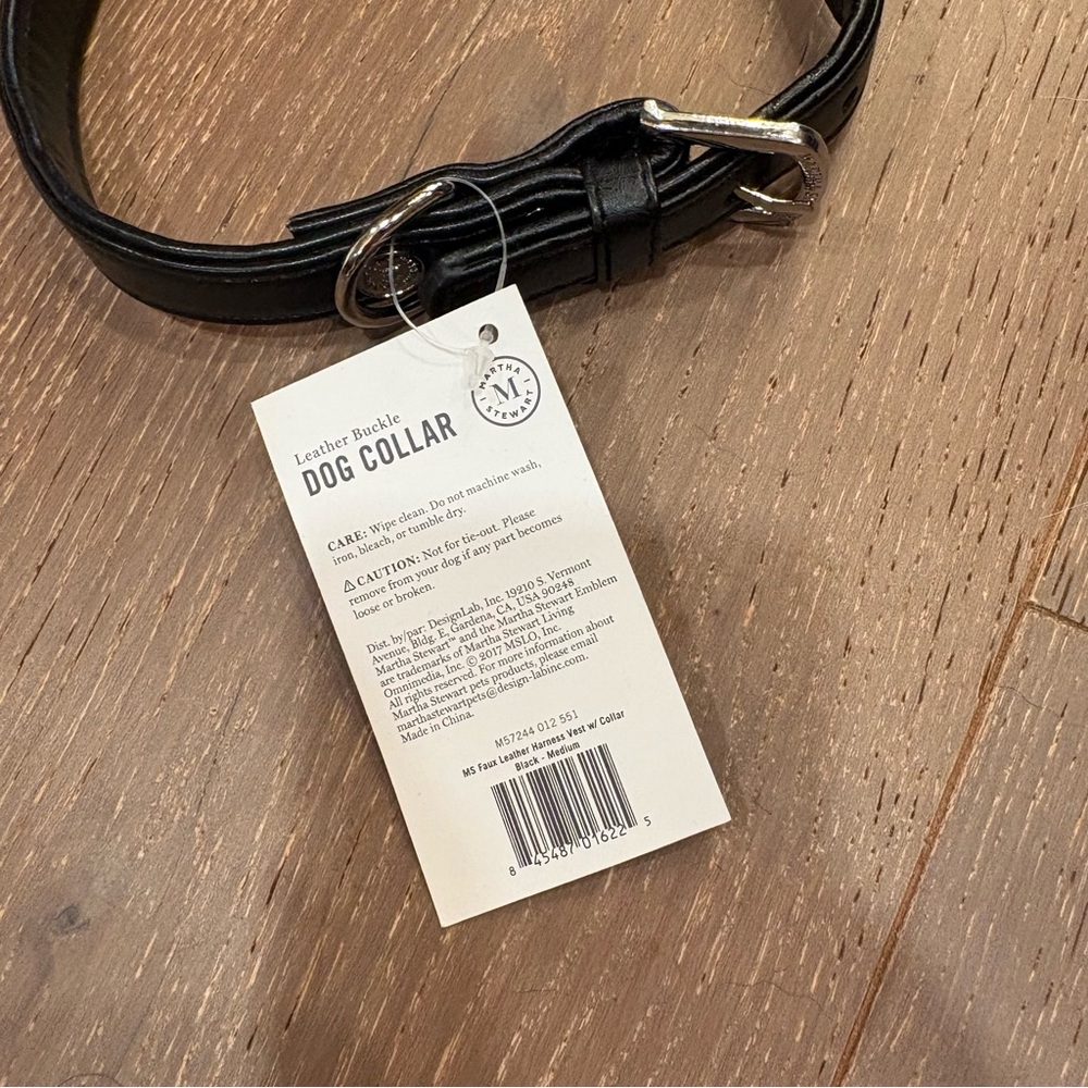 Martha Stewart Black NWT Leather Buckle Dog Collar - Size 16 - Picture 2 of 6